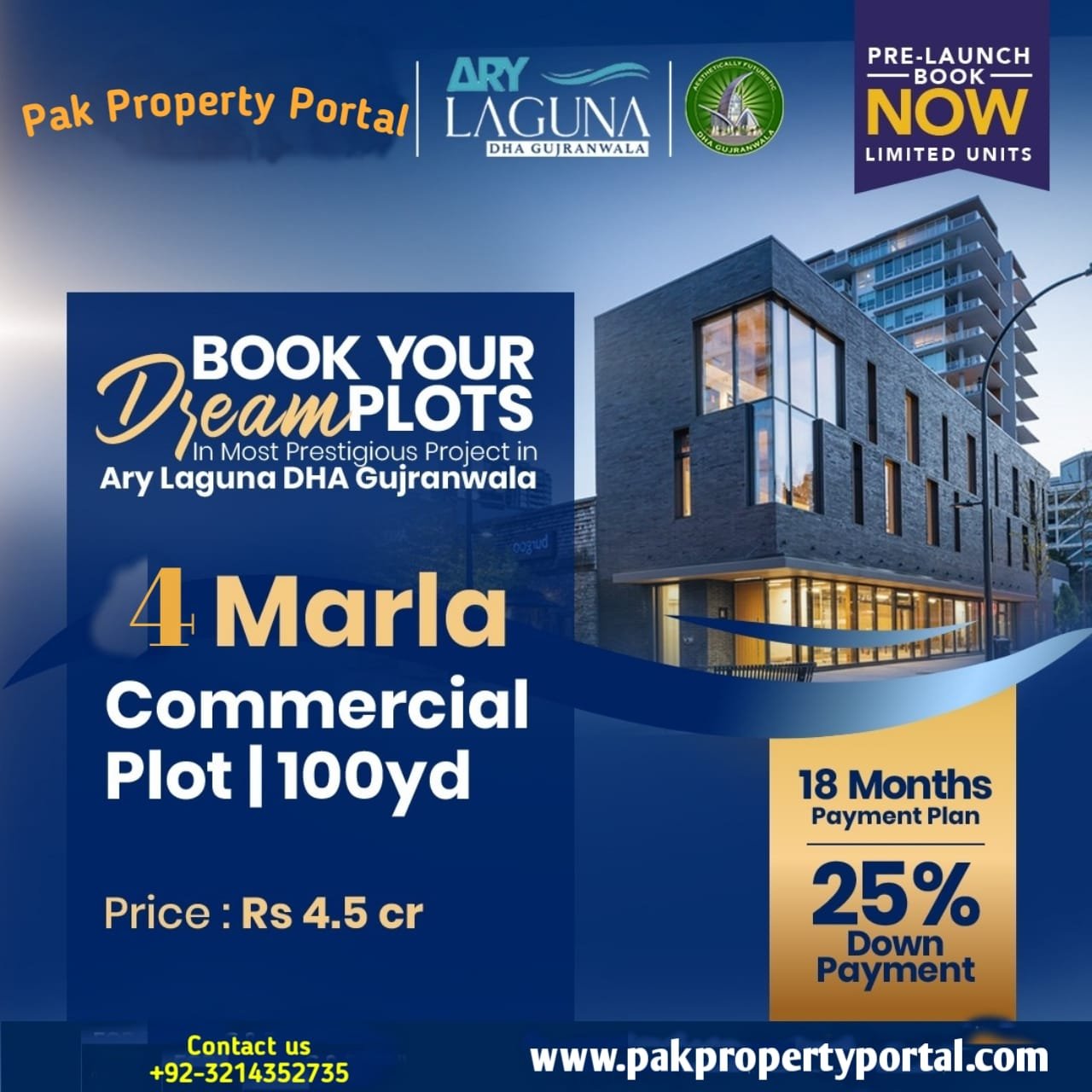 ARY Laguna DHA Gujranwala All Categories Available for Sale (8 Marla Villa, 2 Kanal &  4 Kanal  etc)