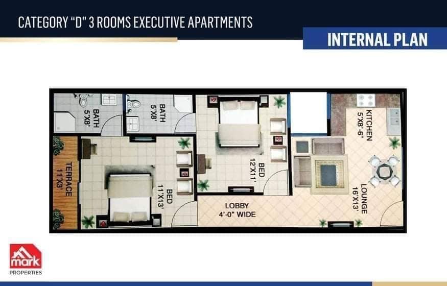 2 Bed Lounge Apartment for sale in Gold Line Royal Apartments Gulistan-e-Johar Block 19 Karachi